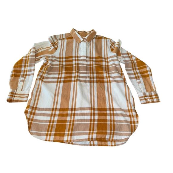 Liz Claiborne Orange Plaid Button Front Shirt L Long Sleeve Fall Casual Top - Picture 6 of 6